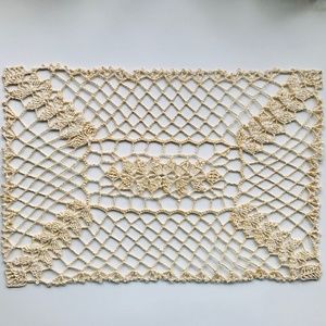 Vintage Set of 4 Woven Rectangular Placemats with Leaf Pattern